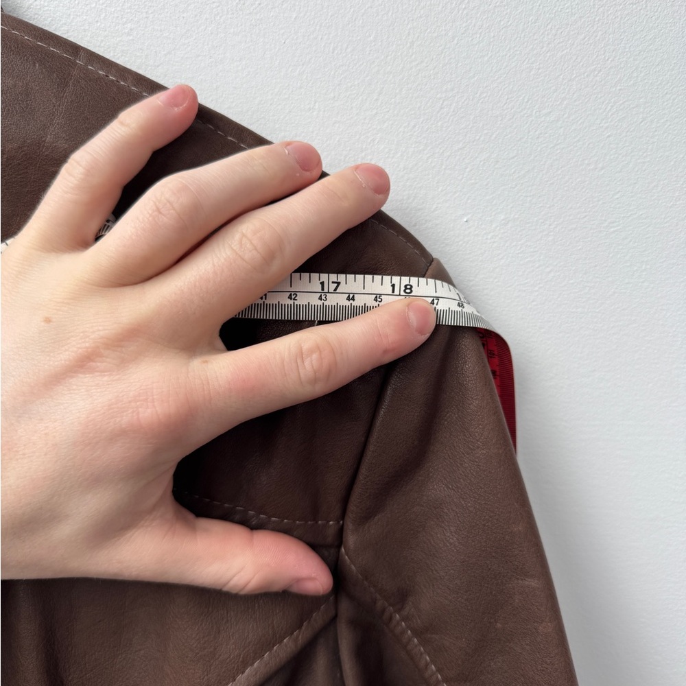 Brown Leather Jacket with Belt - Picture 6 of 7